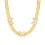 "Butterflies" Collana, 18K Gold Plated Steel