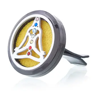 Aroma difuzér do auta – kovový přívěsek Jóga / čakry, 30 mm | Aladdin – 2