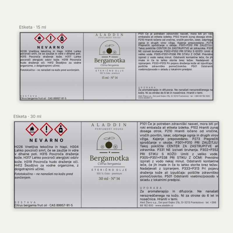 Etiketa – Bergamotka eterično olje 15 ml in 30 ml | Aladdin