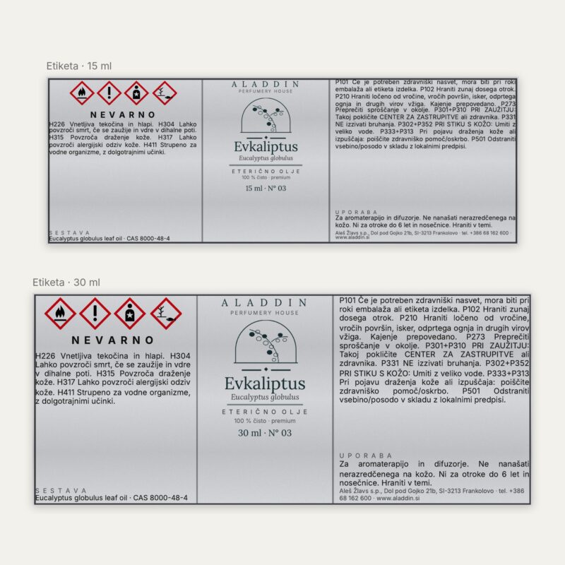 Etiketa – Evkaliptus eterično olje 15 ml in 30 ml | Aladdin