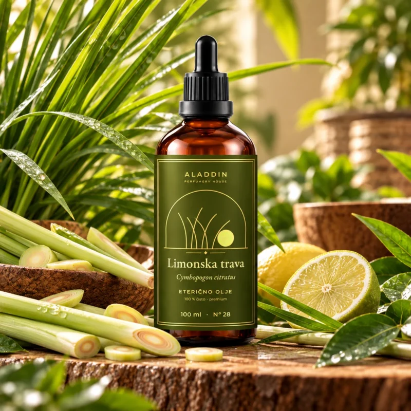 Limonska trava (lemongrass) – 100 % naravno eterično olje – Aladdin Perfumery House